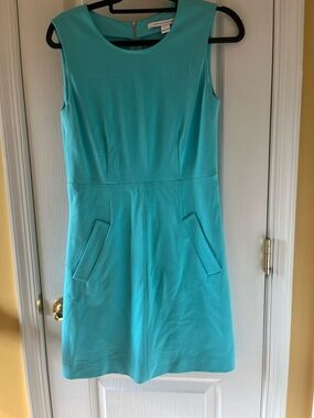 Diane Von Furstenberg Sleeveless Aqua Dress